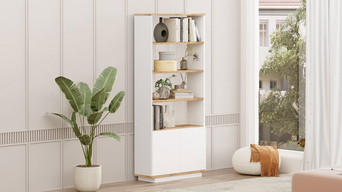 Hanah Home Estantería Fr16-Aw Pino Atlántico y Blanco